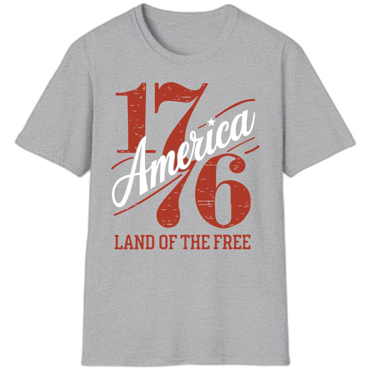 America 1776 Land Of The Free T-Shirt in Sport Grey