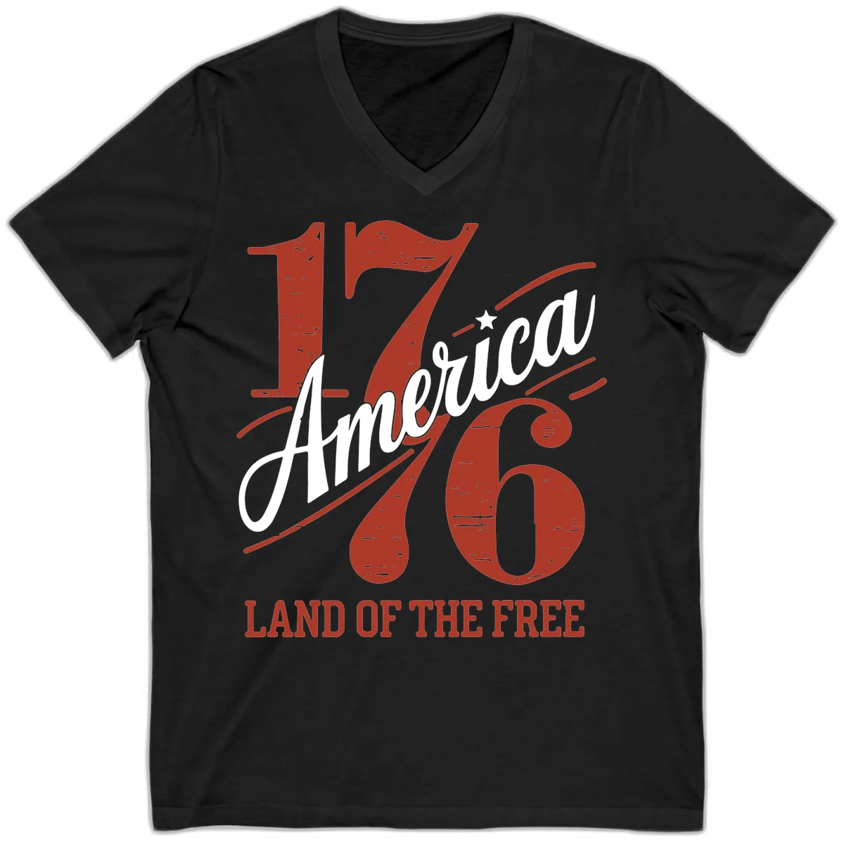 America 1776 Land Of The Free V-Neck in Black