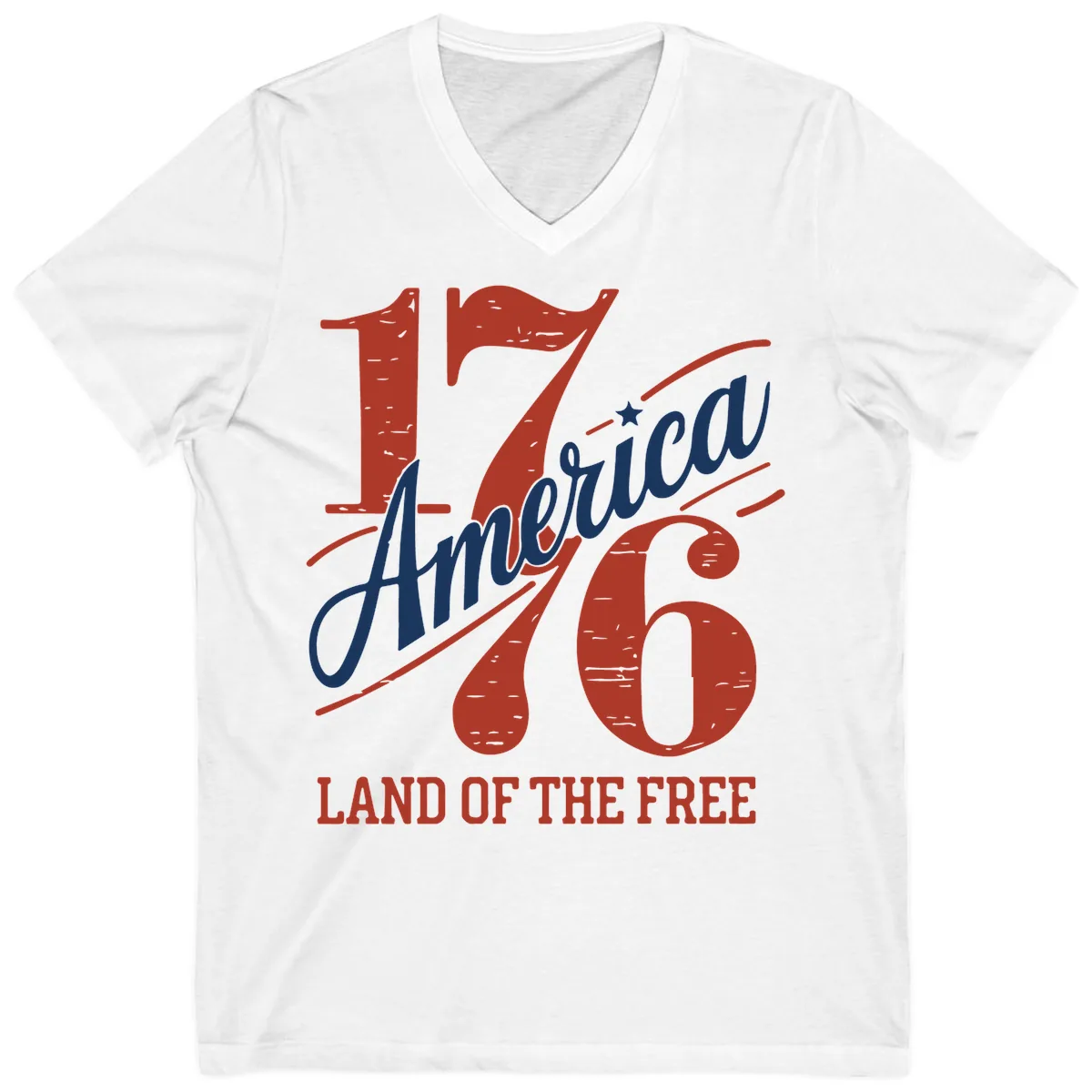 America 1776 Land Of The Free V-Neck in White