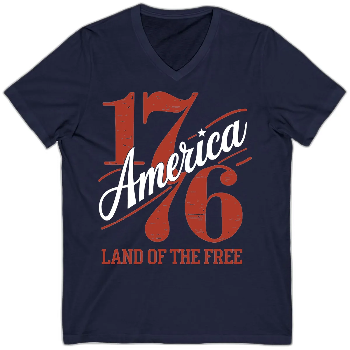 America 1776 Land Of The Free V-Neck in Navy