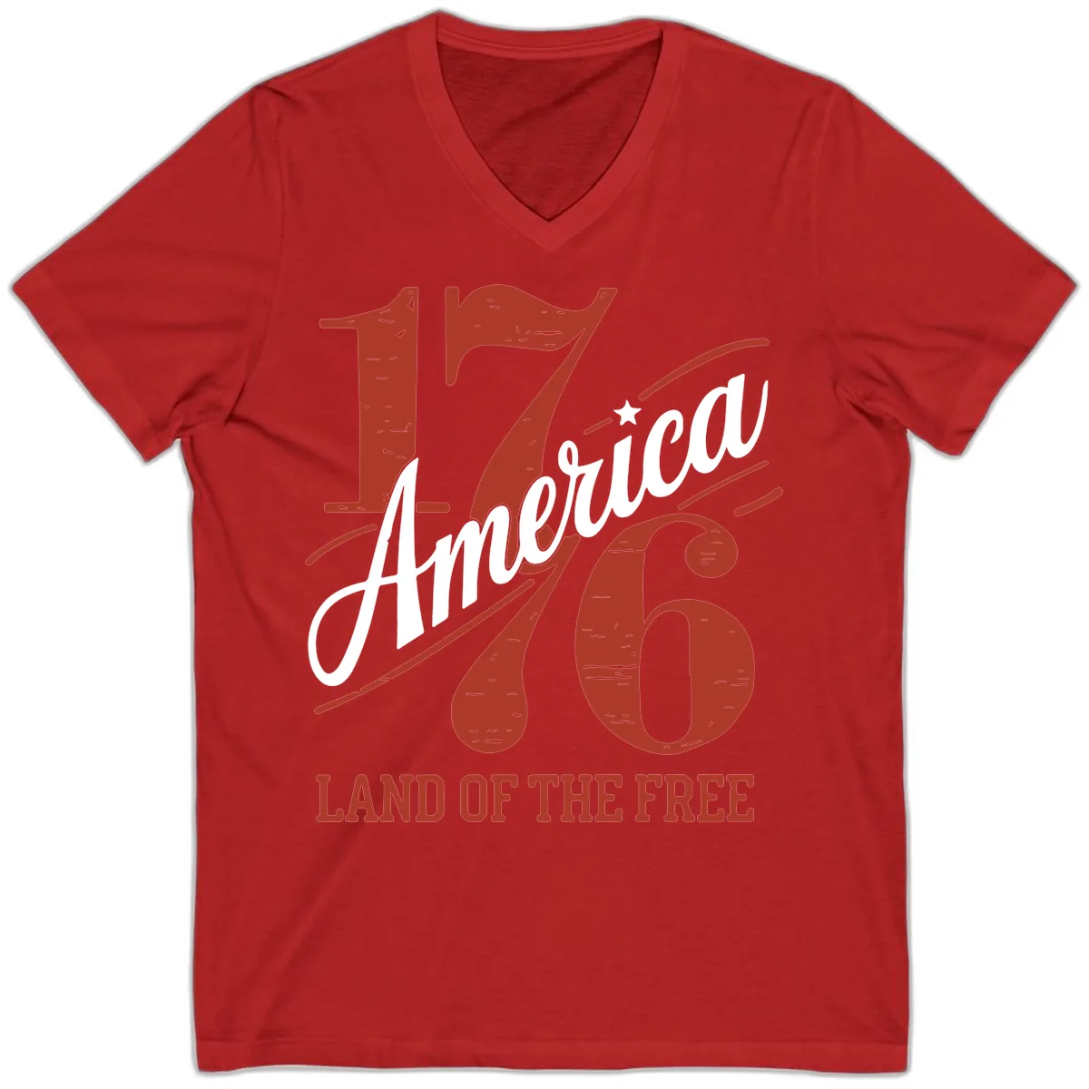 America 1776 Land Of The Free V-Neck in Red