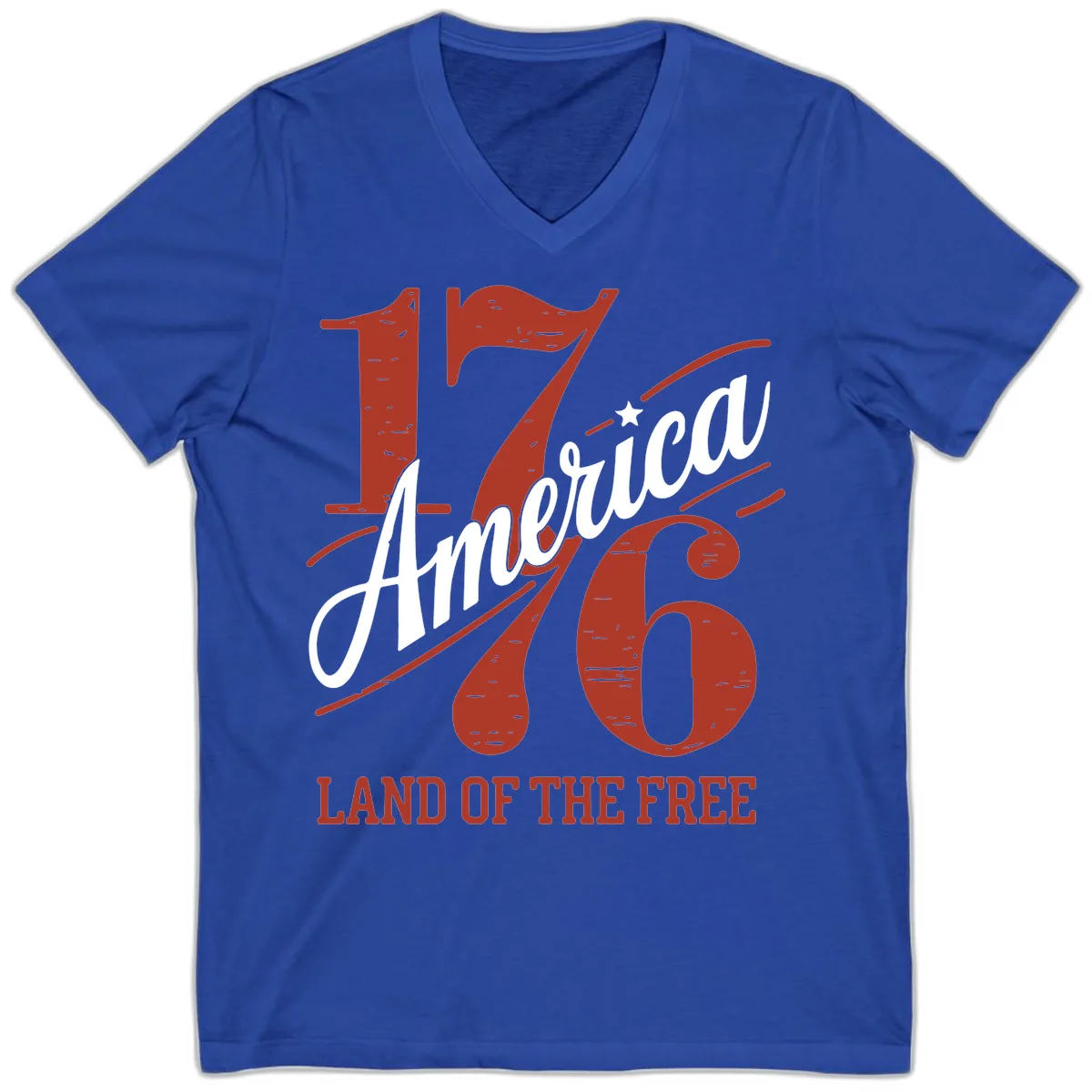 America 1776 Land Of The Free V-Neck in True Royal