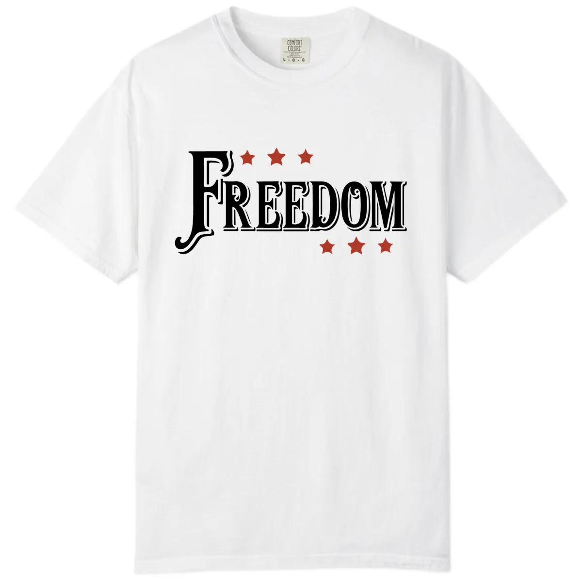 Freedom Stars Design Comfort Color Patriotic Tee in White