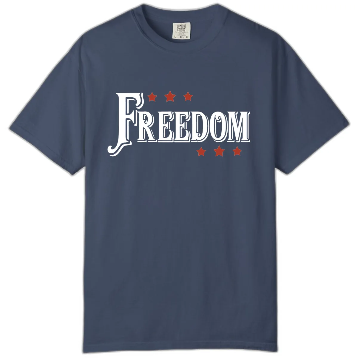 Freedom Stars Design Comfort Color Patriotic Tee in Midnight