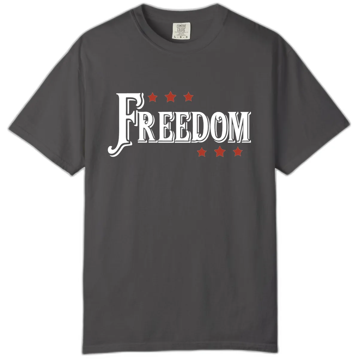 Freedom Stars Design Comfort Color Patriotic Tee in Graphite
