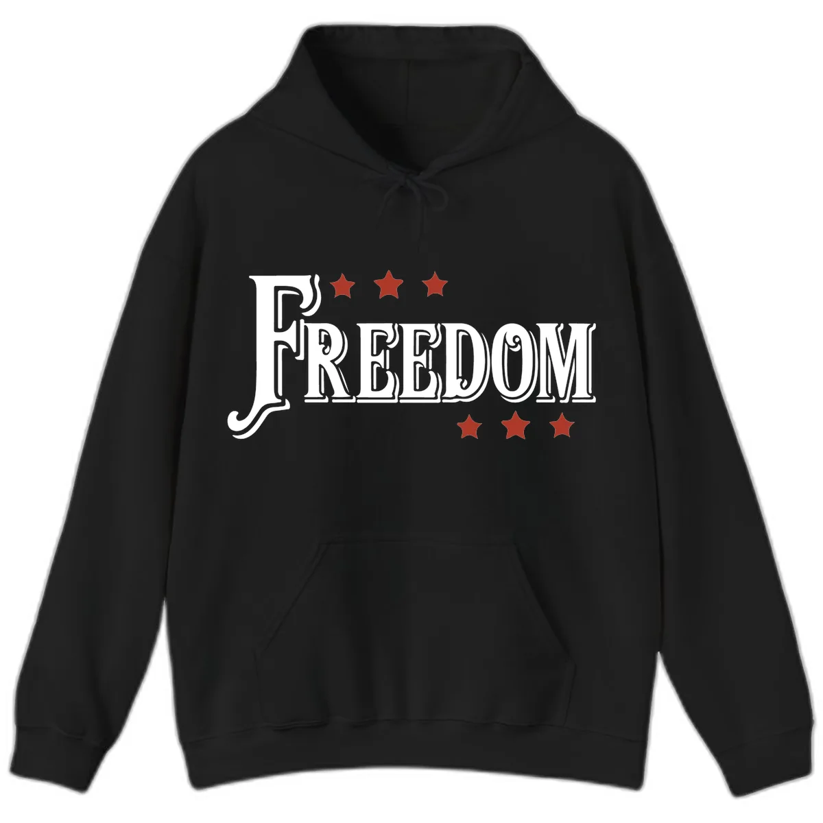 Freedom Stars Design Patriotic Celebration Hoodie in Black