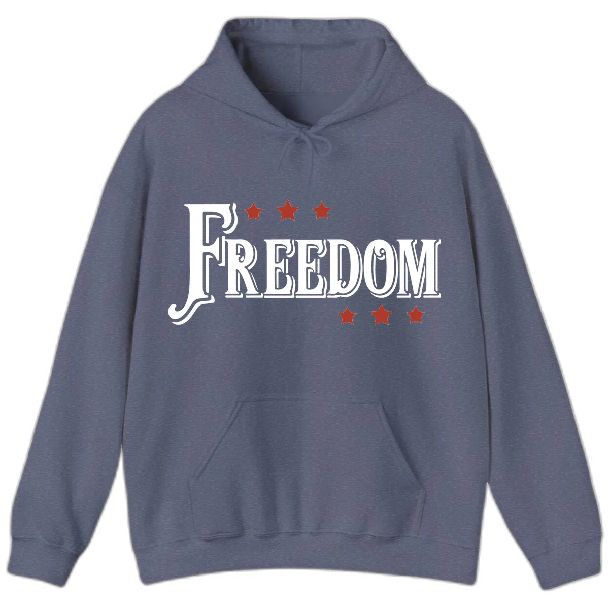 Freedom Stars Design Patriotic Celebration Hoodie in Heather Navy