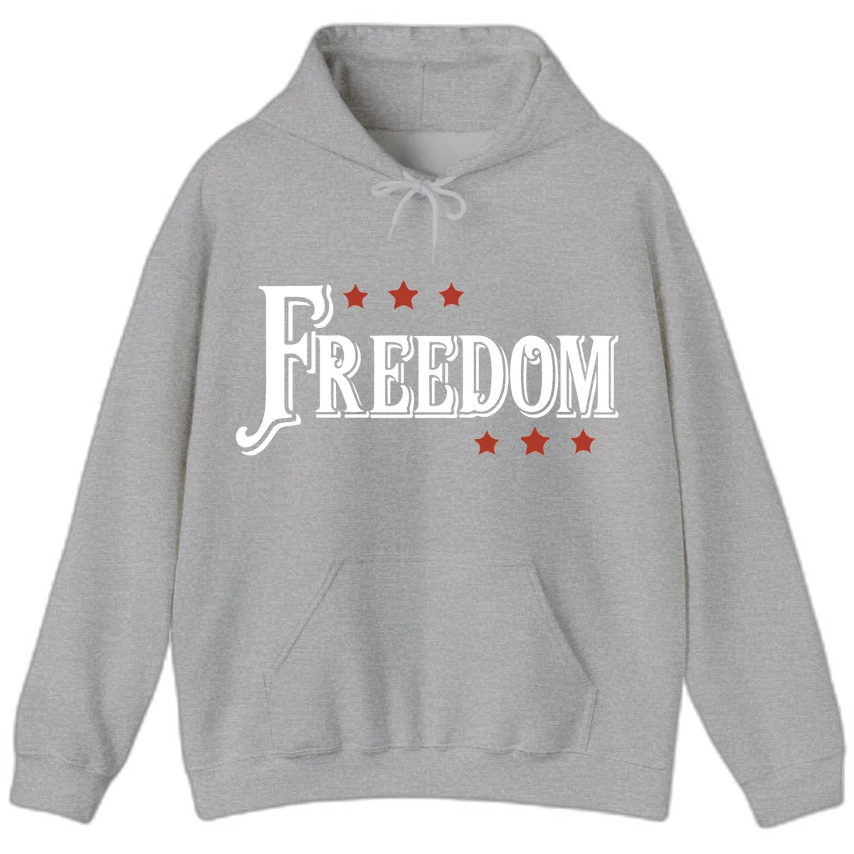 Freedom Stars Design Patriotic Celebration Hoodie in Sport Grey
