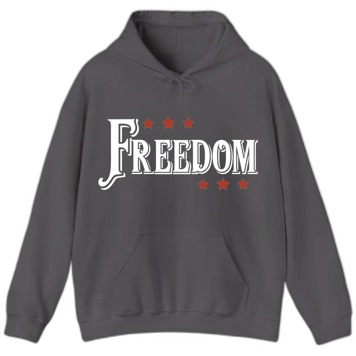 Freedom Stars Design Patriotic Celebration Hoodie in Charcoal