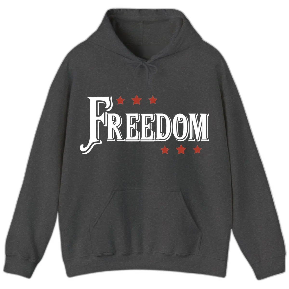 Freedom Stars Design Patriotic Celebration Hoodie in Dark Heather
