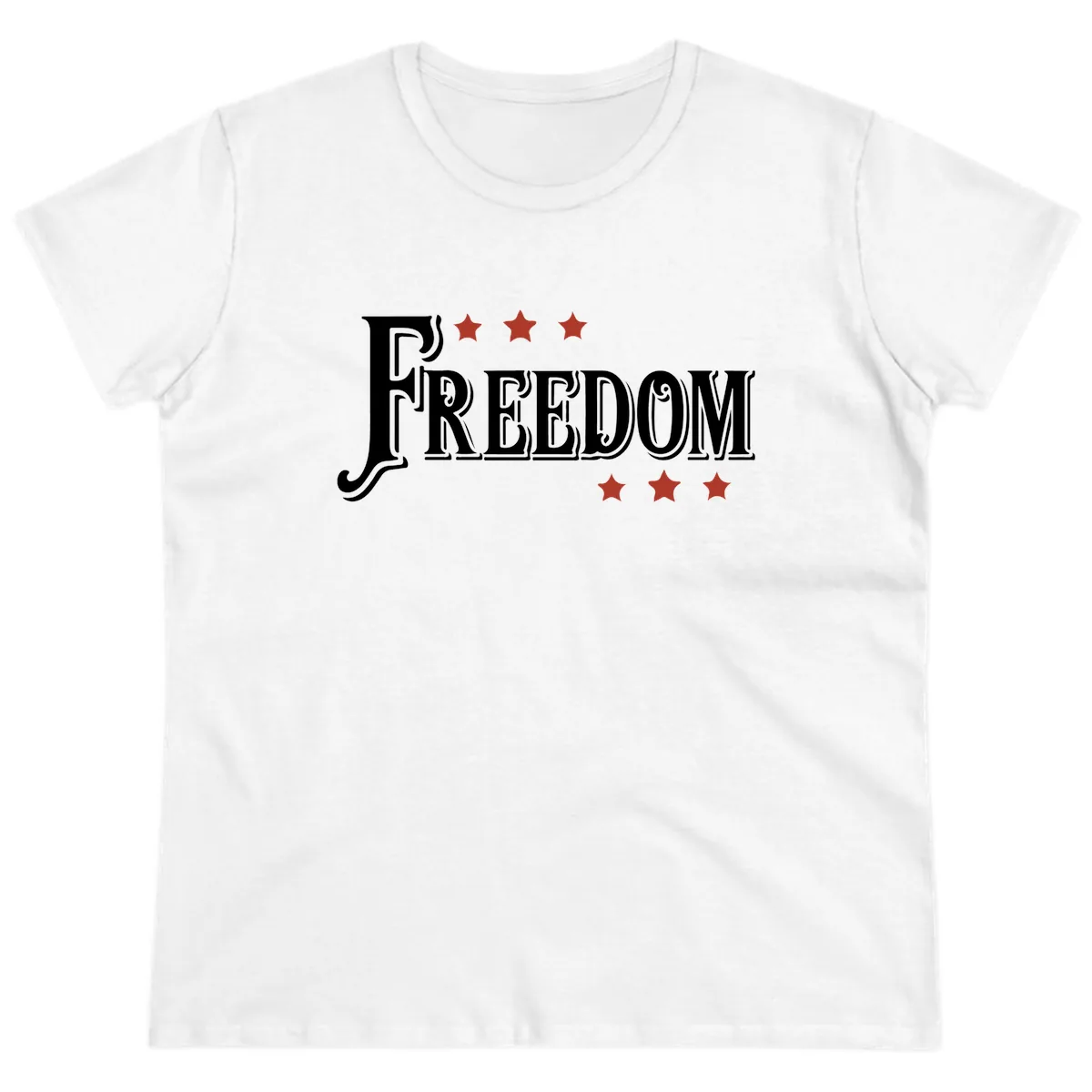 Freedom Stars Design Bold American Ladies Tee in White