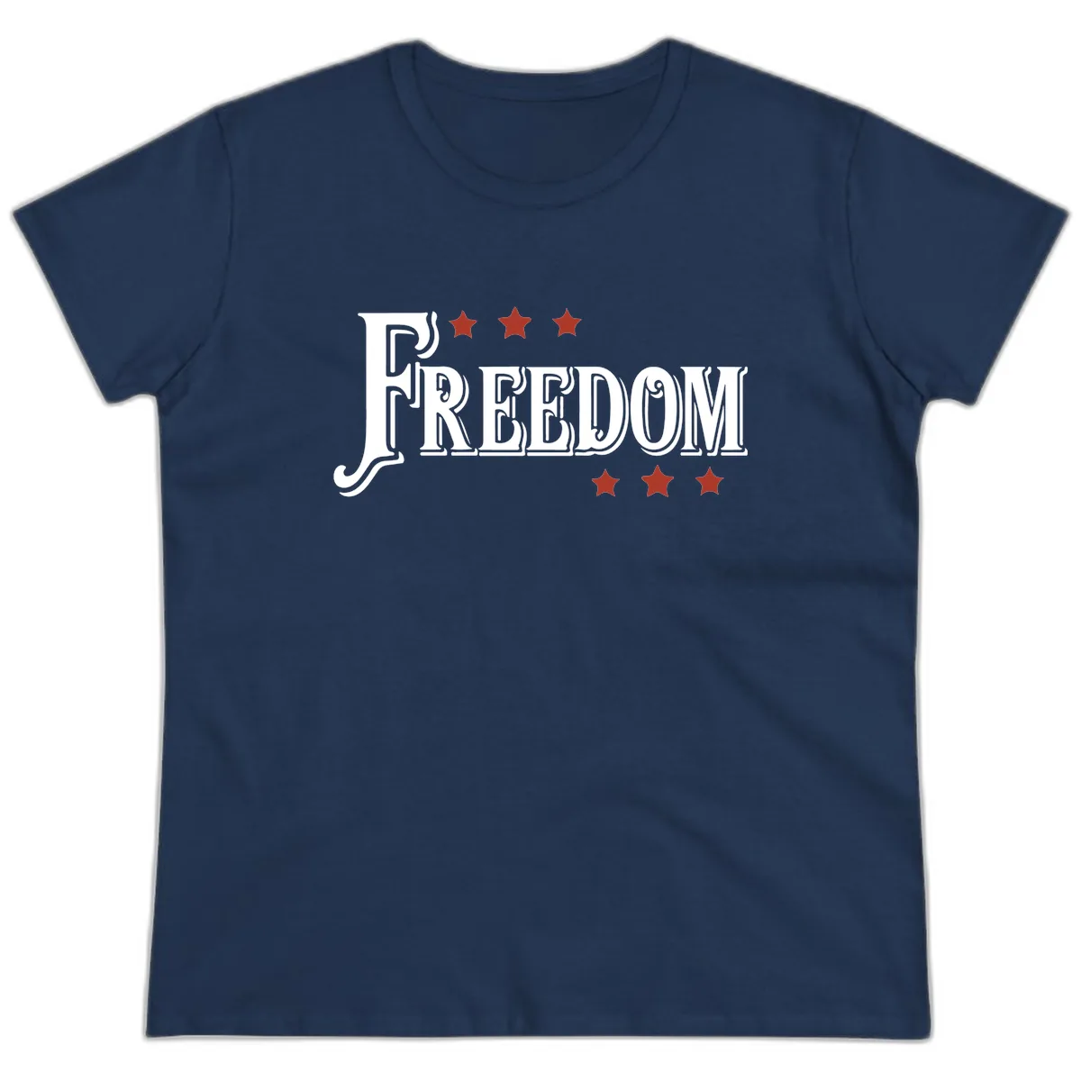 Freedom Stars Design Bold American Ladies Tee in Navy