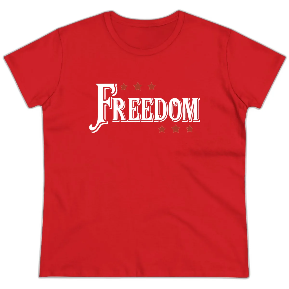 Freedom Stars Design Bold American Ladies Tee in Red