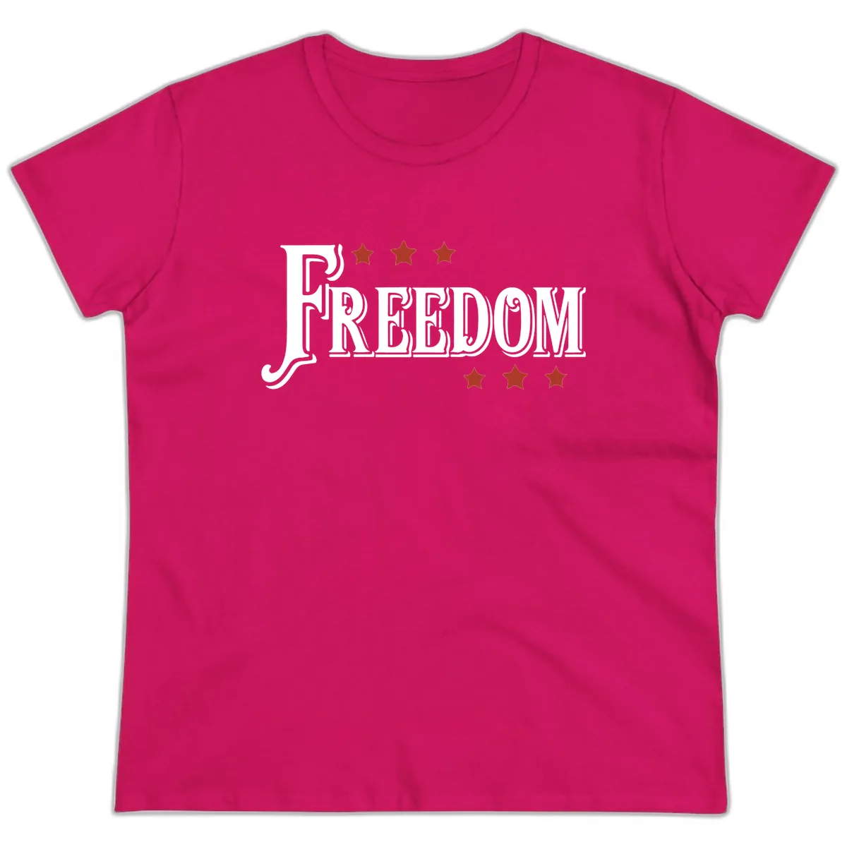 Freedom Stars Design Bold American Ladies Tee in Heliconia