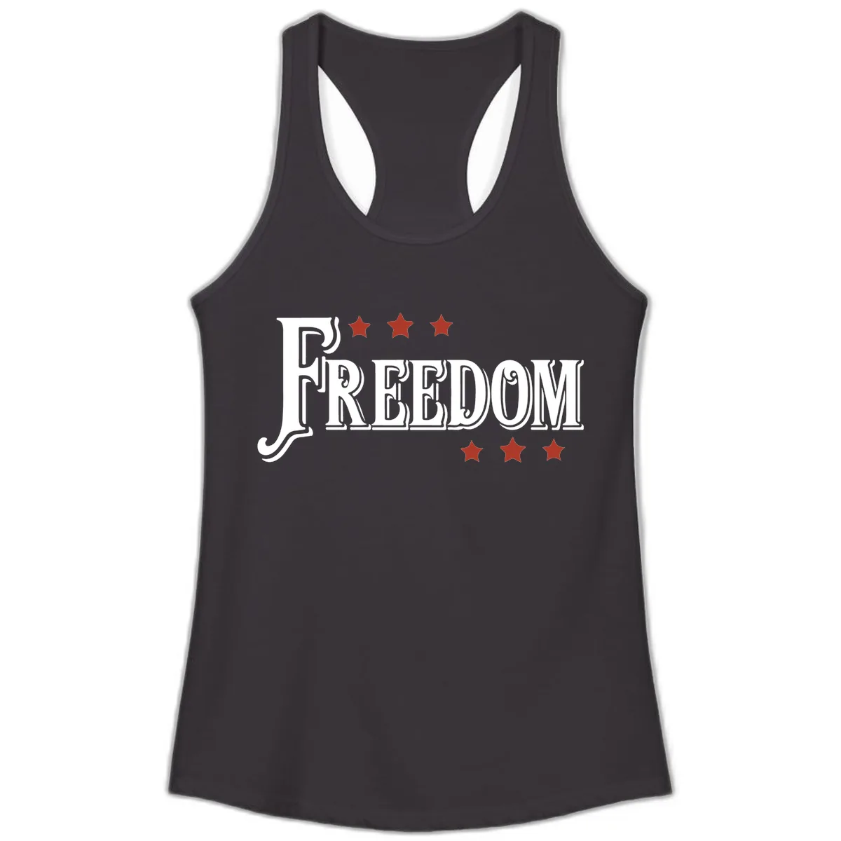 Freedom Stars Design Patriotic Ladies Tank Top in Black