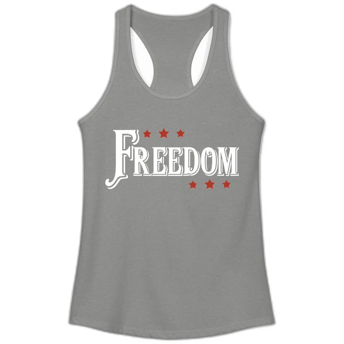 Freedom Stars Design Patriotic Ladies Tank Top in Heather Grey