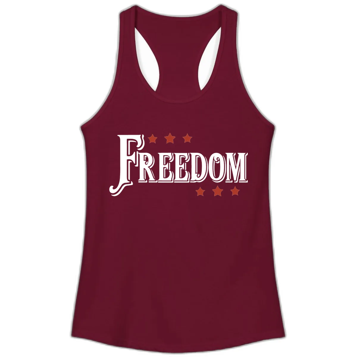 Freedom Stars Design Ladies Tank in Solid Cardinal Red