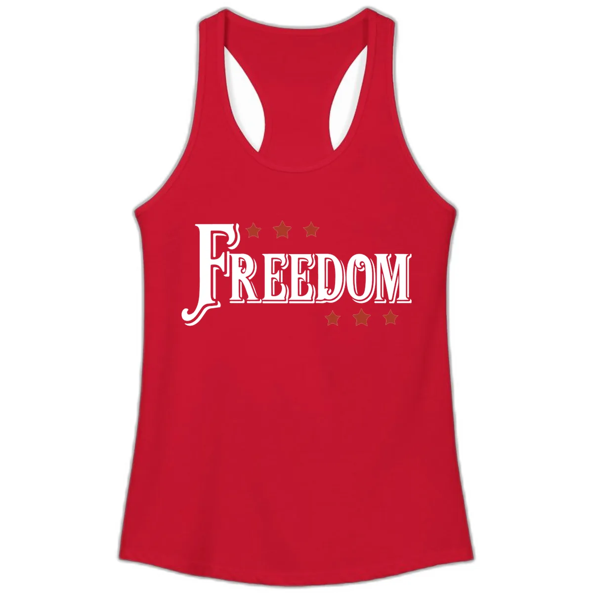 Freedom Stars Design Patriotic Ladies Tank Top in Solid Red