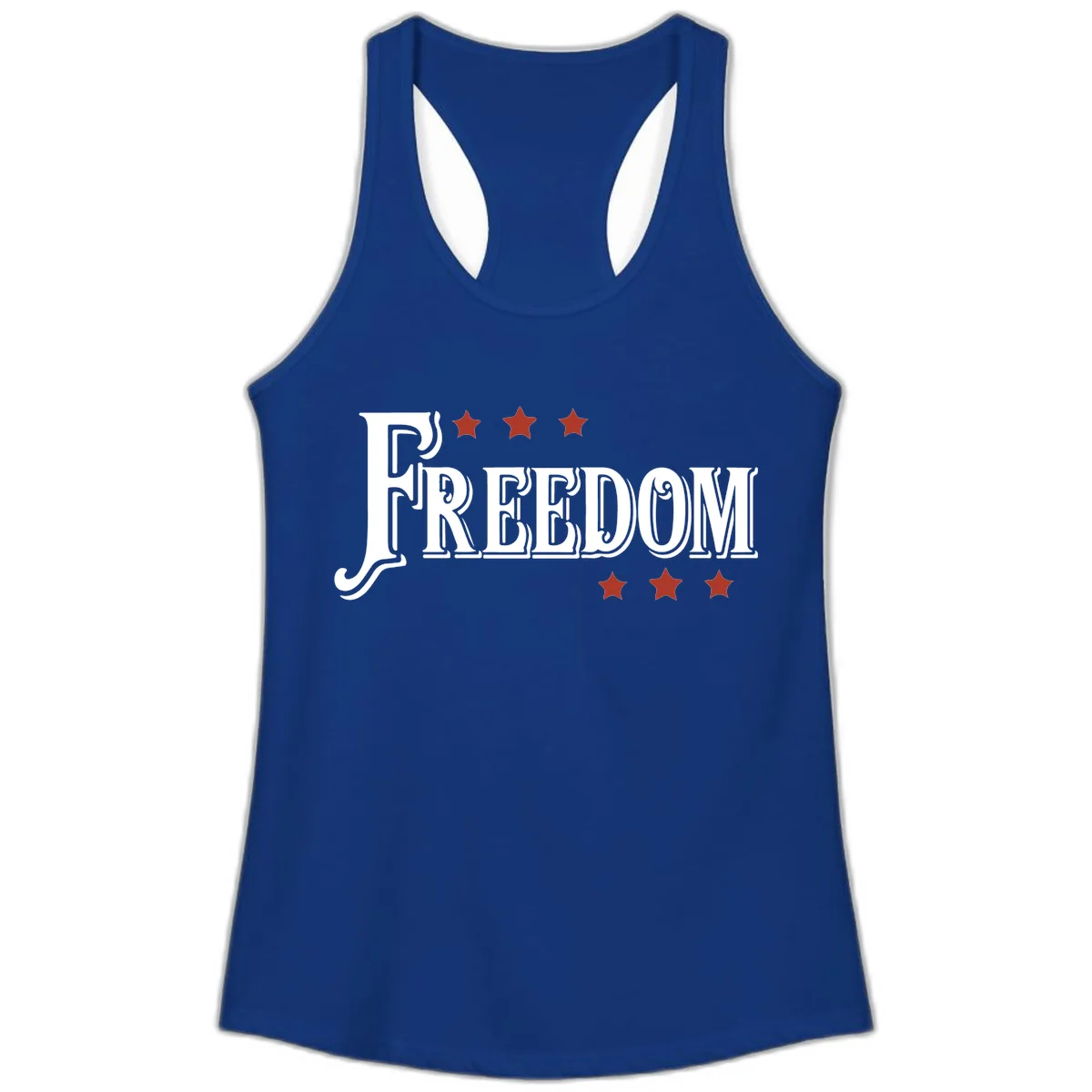 Freedom Stars Design Patriotic Ladies Tank Top in Solid Royal