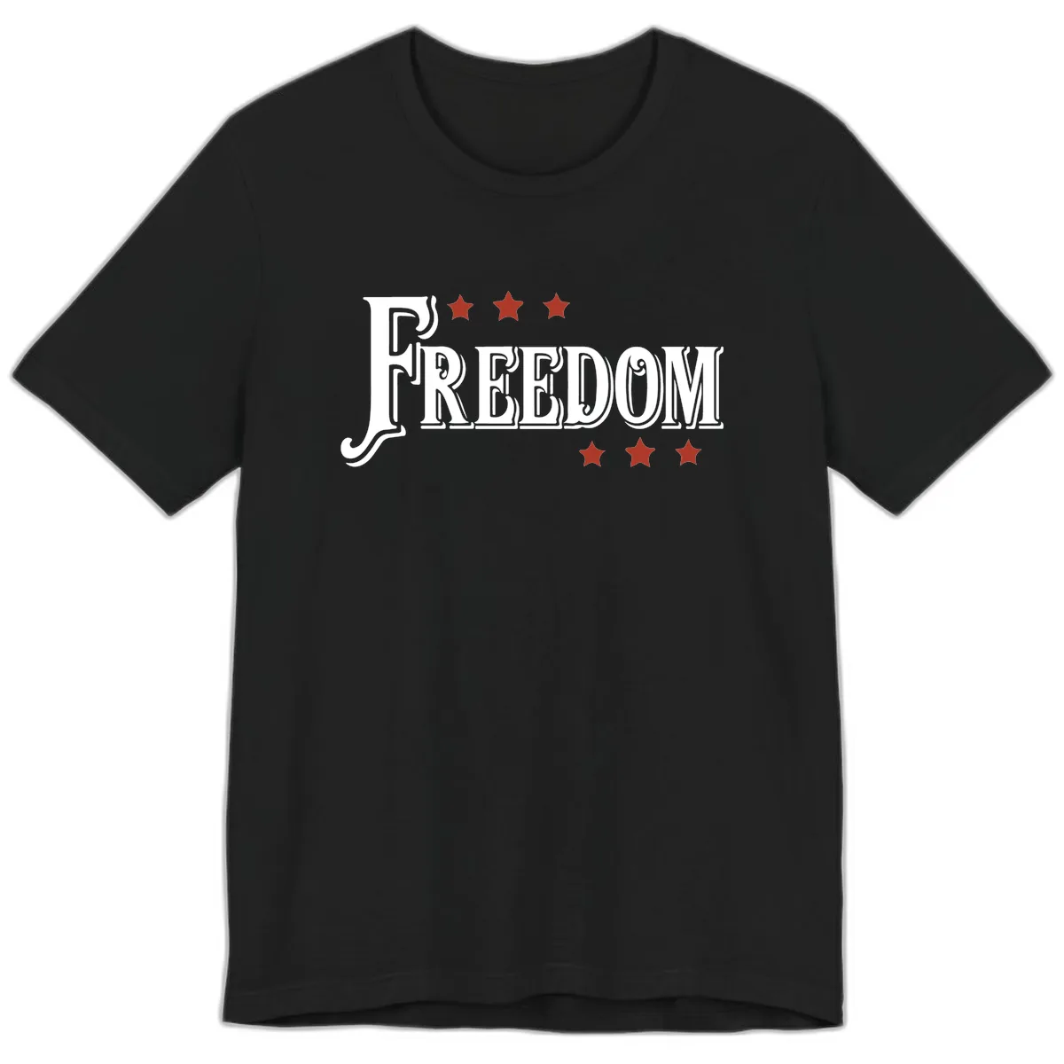 Freedom Stars Design Bold Patriotic Premium T-Shirt in Black