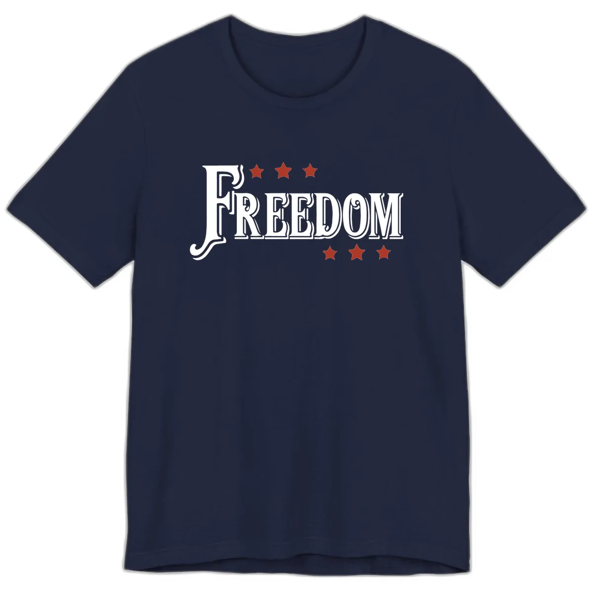 Freedom Stars Design Bold Patriotic Premium T-Shirt in Navy