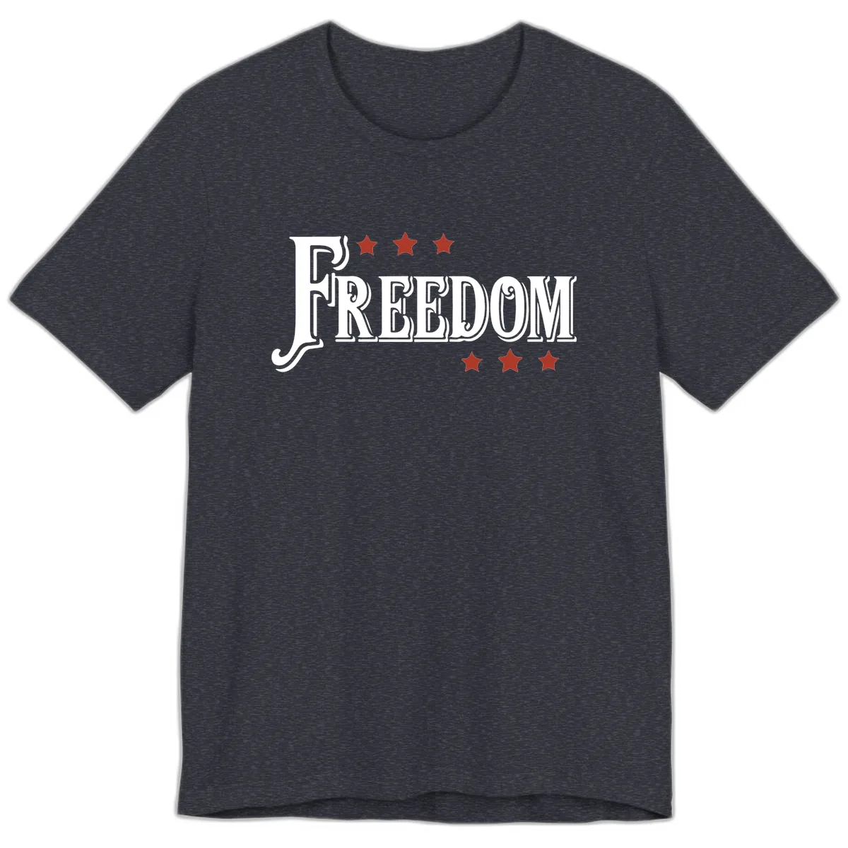 Freedom Stars Design Bold Patriotic Premium T-Shirt in Heather Navy