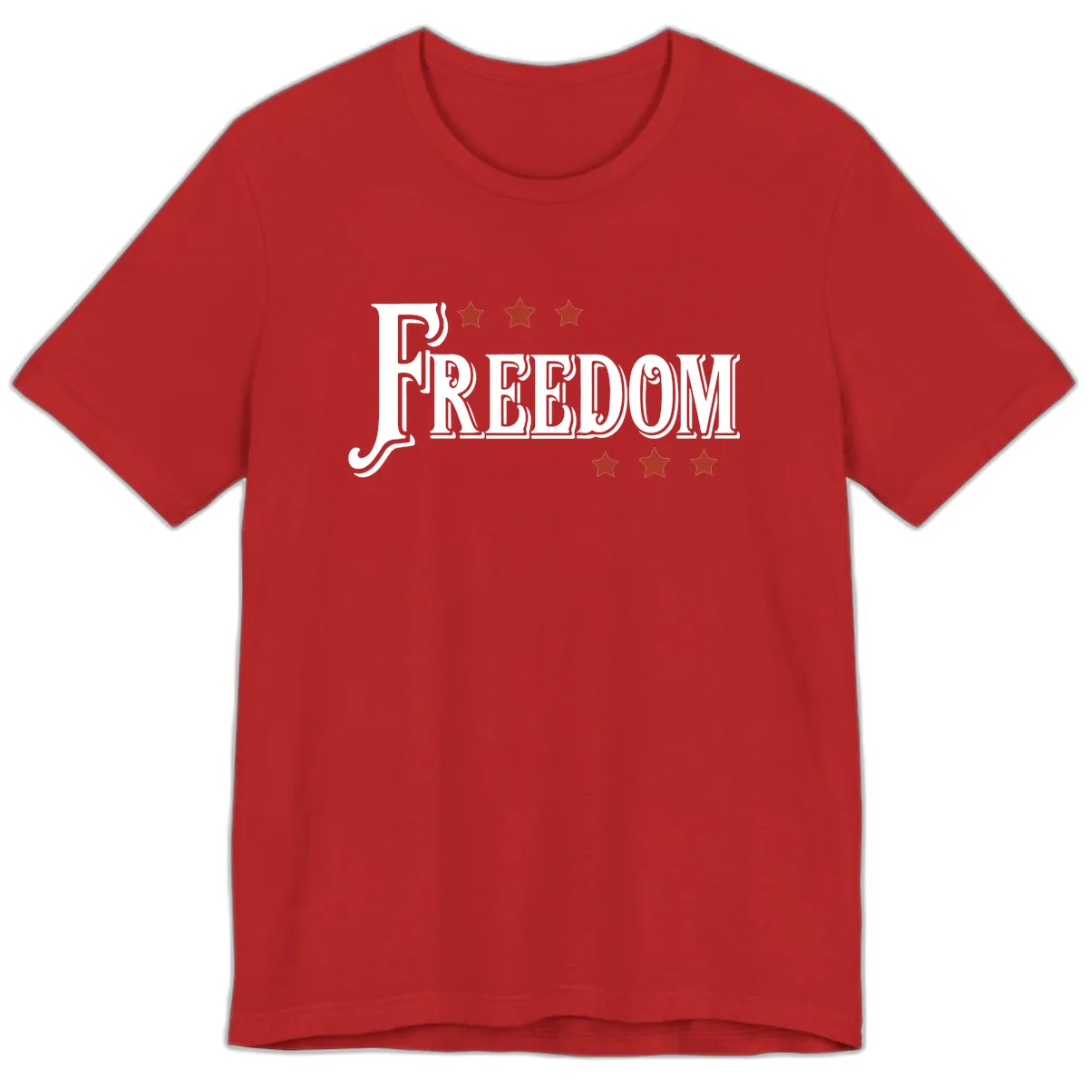 Freedom Stars Design Bold Patriotic Premium T-Shirt in Red