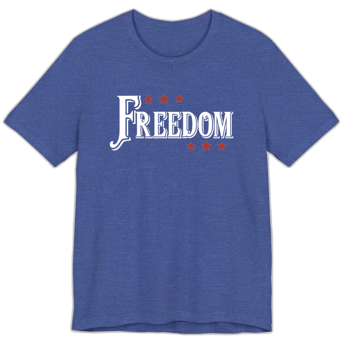Freedom Stars Design Bold Patriotic Premium T-Shirt in Heather True Royal