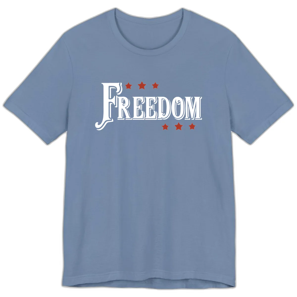 Freedom Stars Design Bold Patriotic Premium T-Shirt in Steel Blue