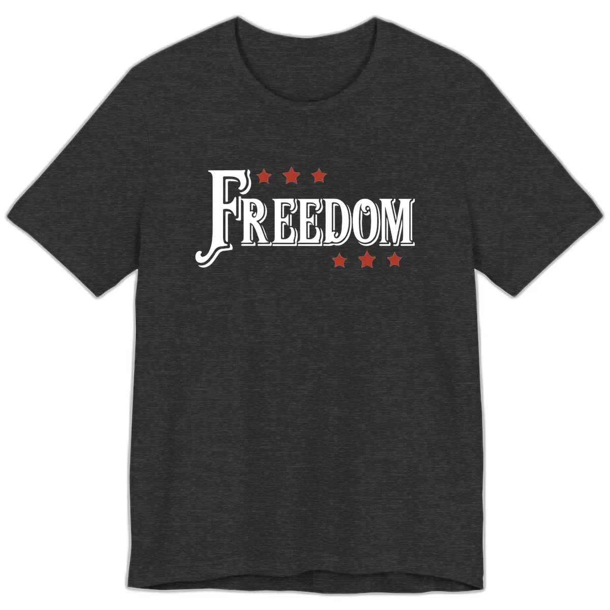 Freedom Stars Design Bold Patriotic Premium T-Shirt in Dark Grey Heather