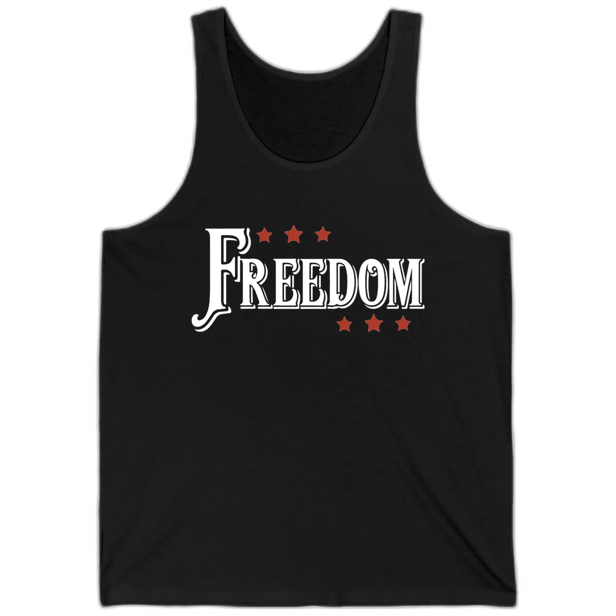 Freedom Stars Design Patriotic Tank Top in Black