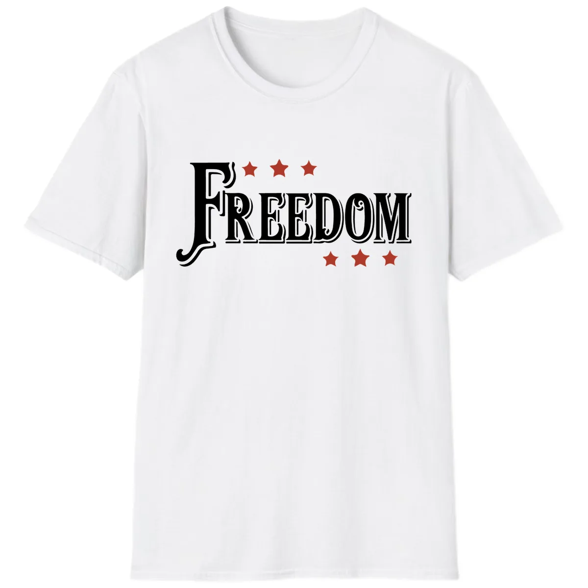 Freedom Stars Design Bold Patriotic T-Shirt in White