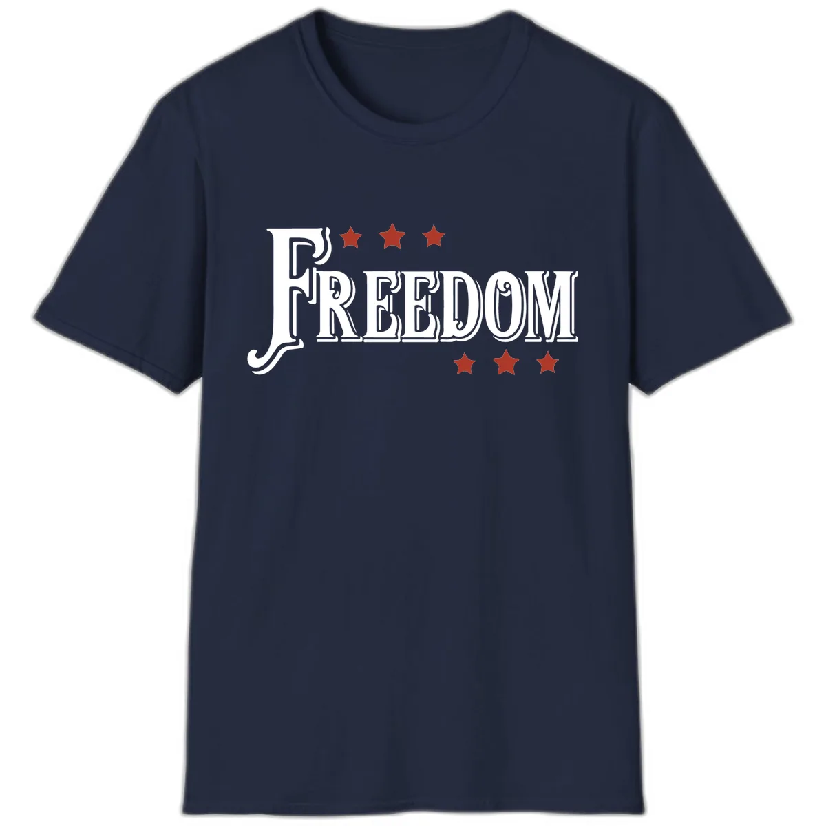Freedom Stars Design Bold Patriotic T-Shirt in Navy