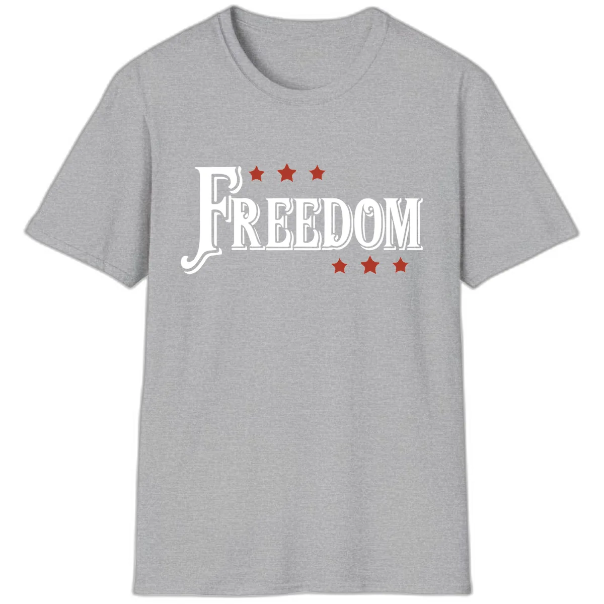 Freedom Stars Design Bold Patriotic T-Shirt in Sport Grey