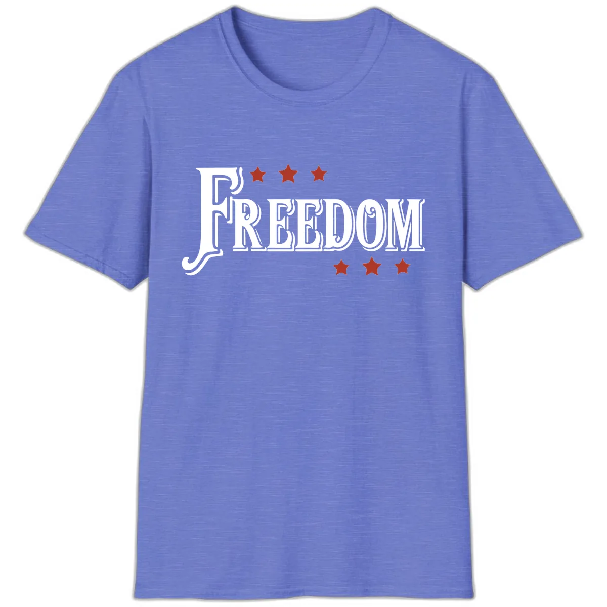 Freedom Stars Design Bold Patriotic T-Shirt in Heather Royal