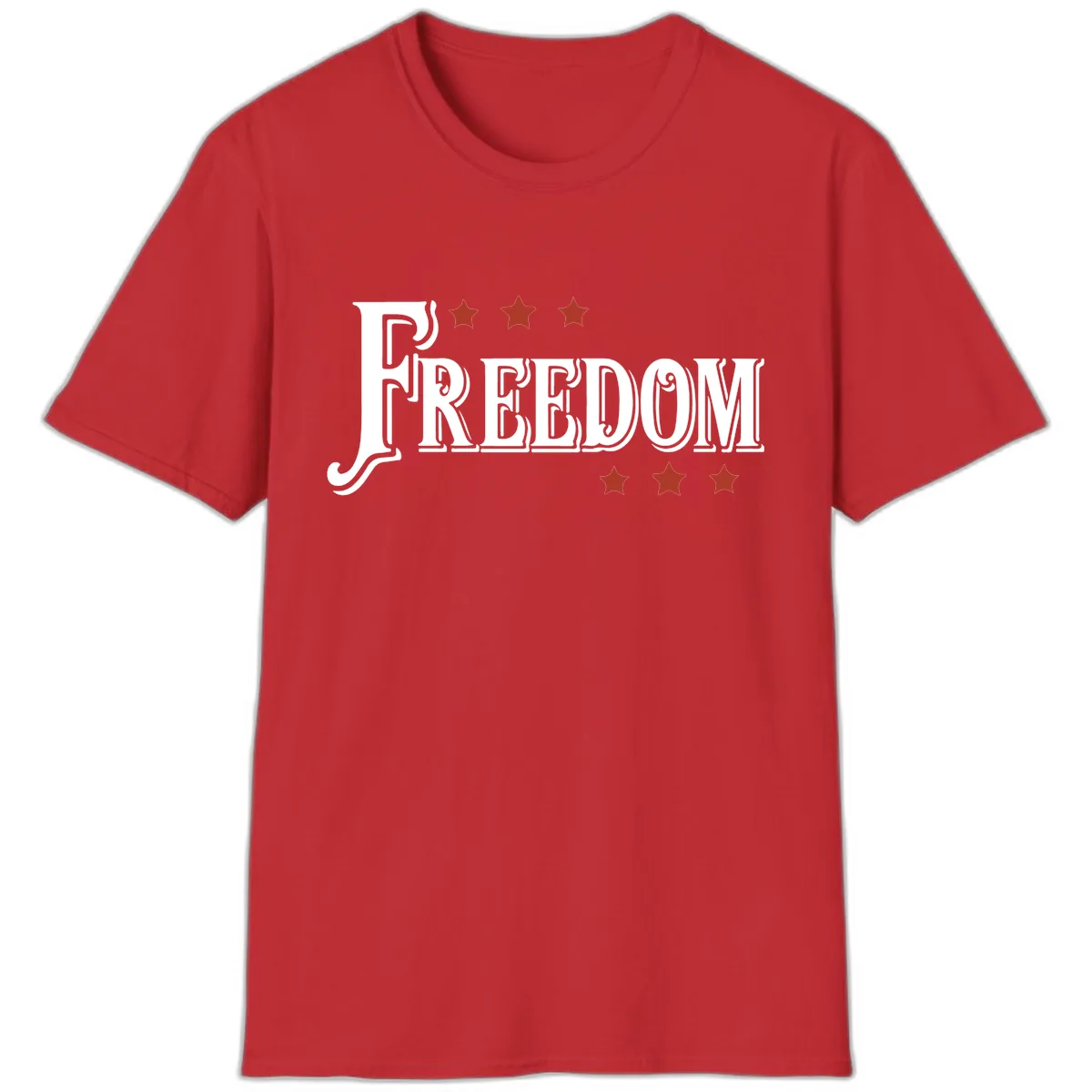 Freedom Stars Design Bold Patriotic T-Shirt in Red