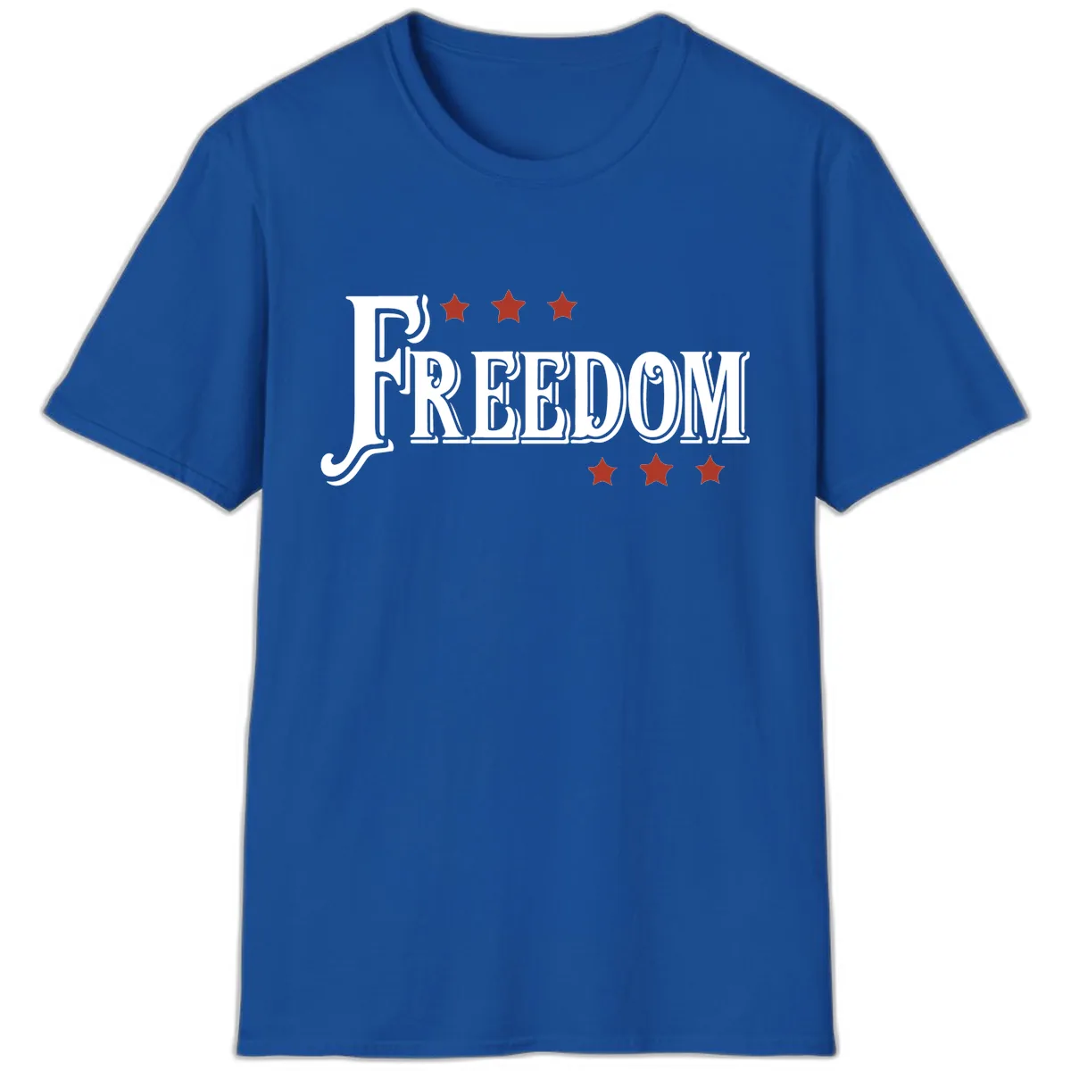 Freedom Stars Design Bold Patriotic T-Shirt in Royal