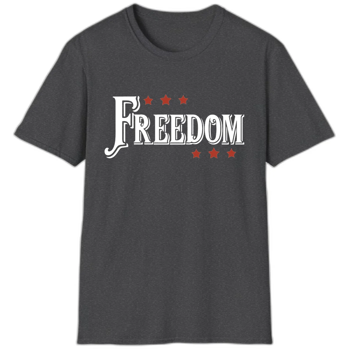 Freedom Stars Design Bold Patriotic T-Shirt in Dark Heather