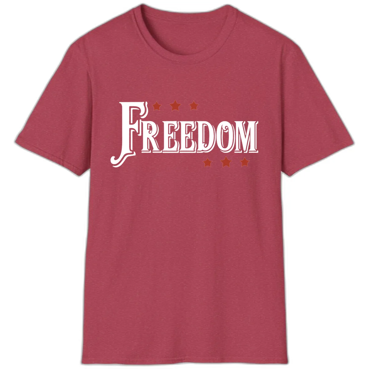 Freedom Stars Design T-Shirt in Heather Cardinal