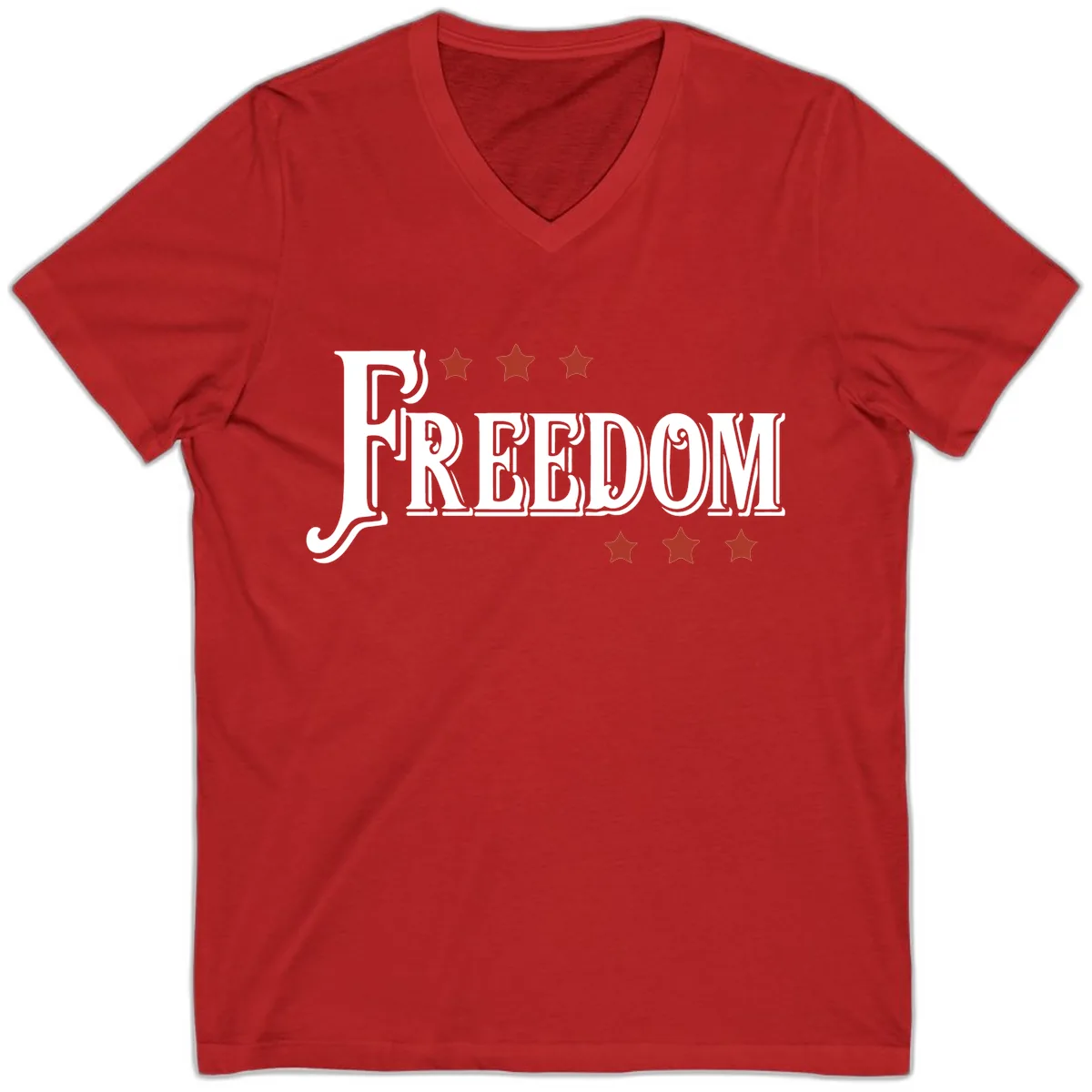 Freedom Stars Design Bold American V-Neck Tee in Red