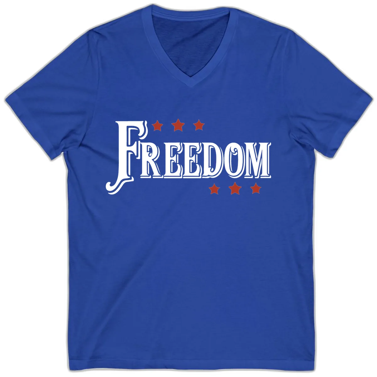 Freedom Stars Design Bold American V-Neck Tee in True Royal