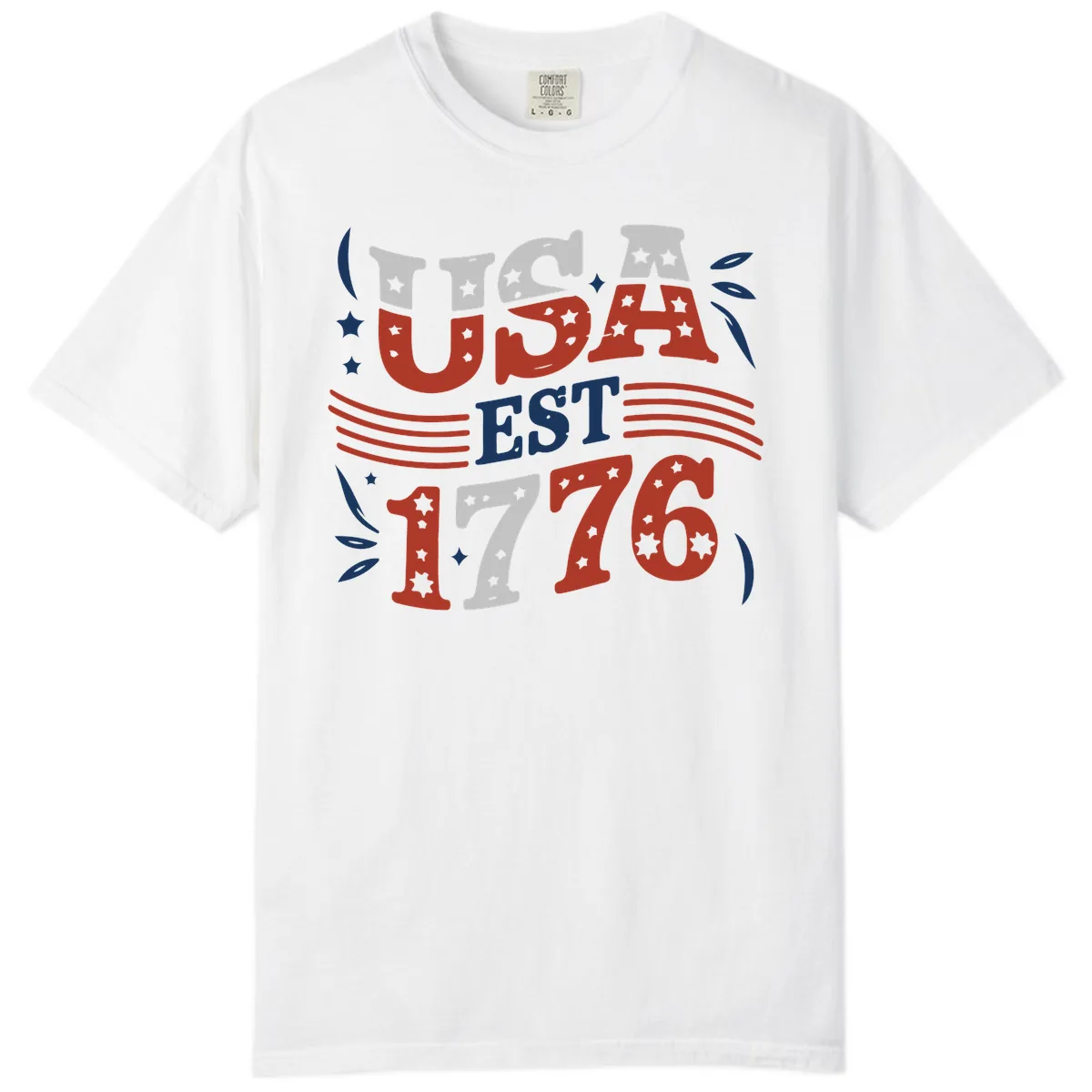 USA Established 1776 Celebration Comfort Color in White