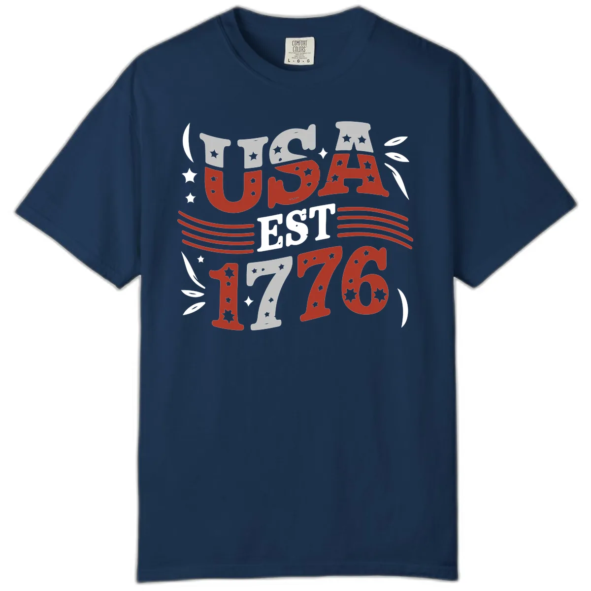 USA Established 1776 Celebration Comfort Color in Navy
