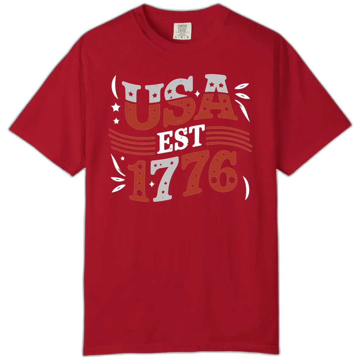 USA Established 1776 Celebration Comfort Color in Red