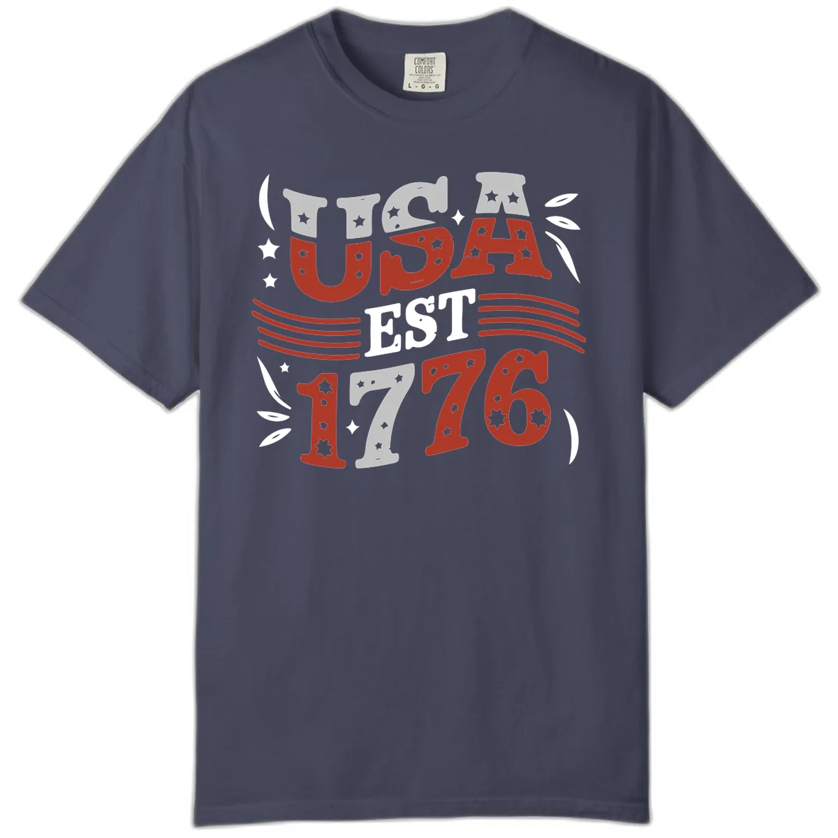 USA Established 1776 Celebration Comfort Color in Denim