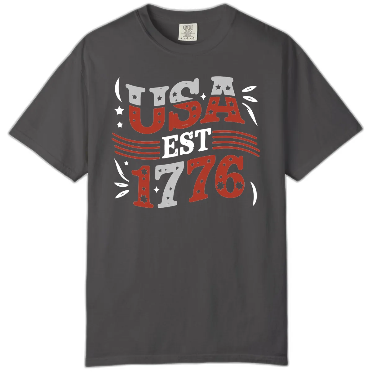 USA Established 1776 Celebration Comfort Color in Graphite