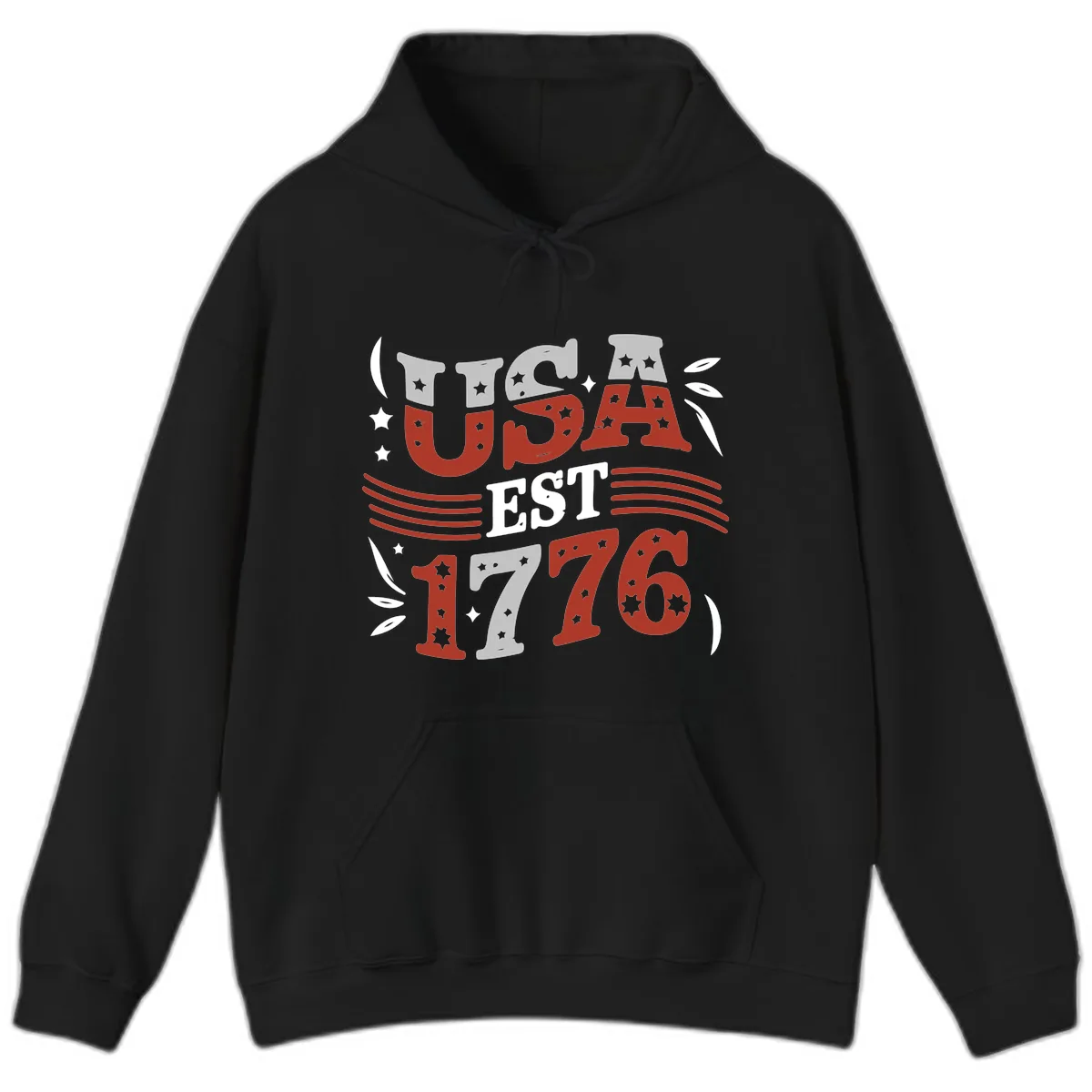 USA Established 1776 Celebration Hoodie in Black