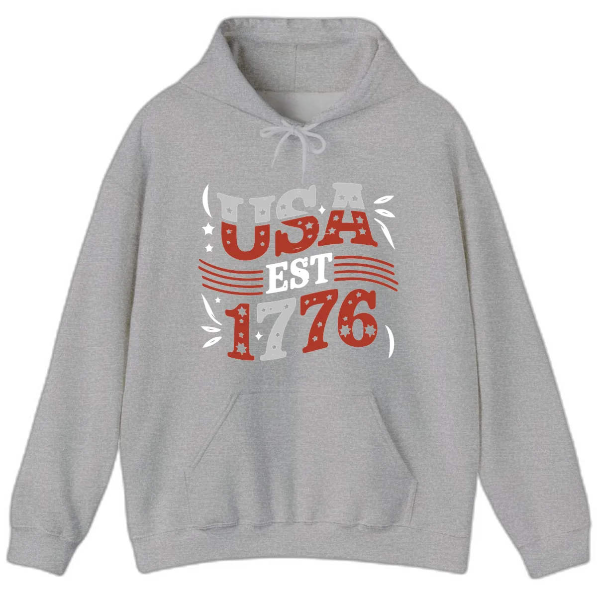 USA Established 1776 Celebration Hoodie in Sport Grey