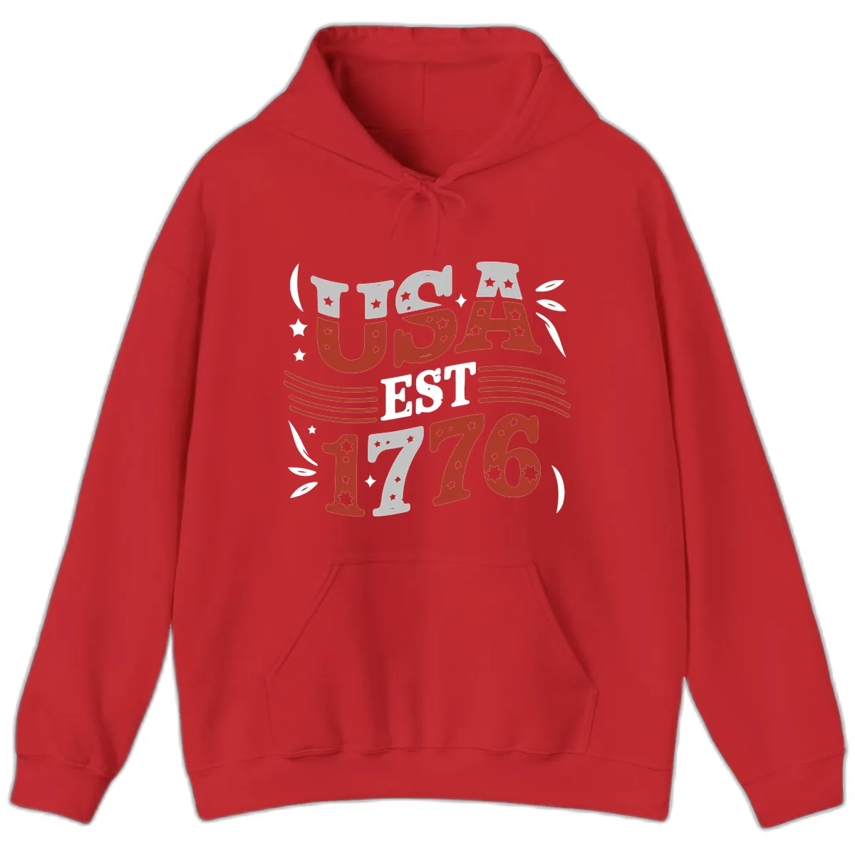 USA Established 1776 Celebration Hoodie in Red