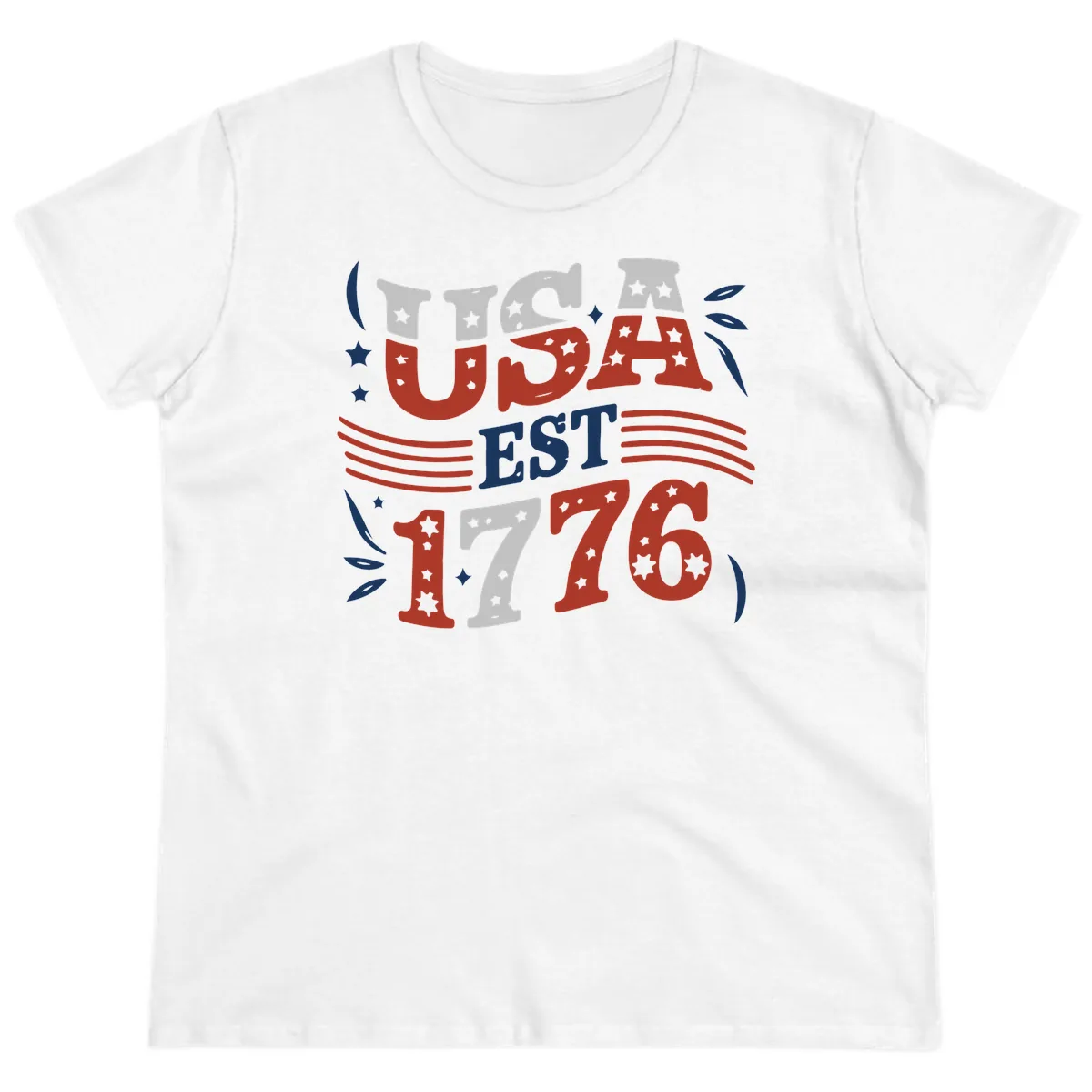 USA Established 1776 Celebration Ladies Tee in White